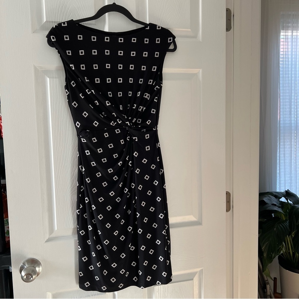 Ralph Lauren Black and White Geometric Midi Dress